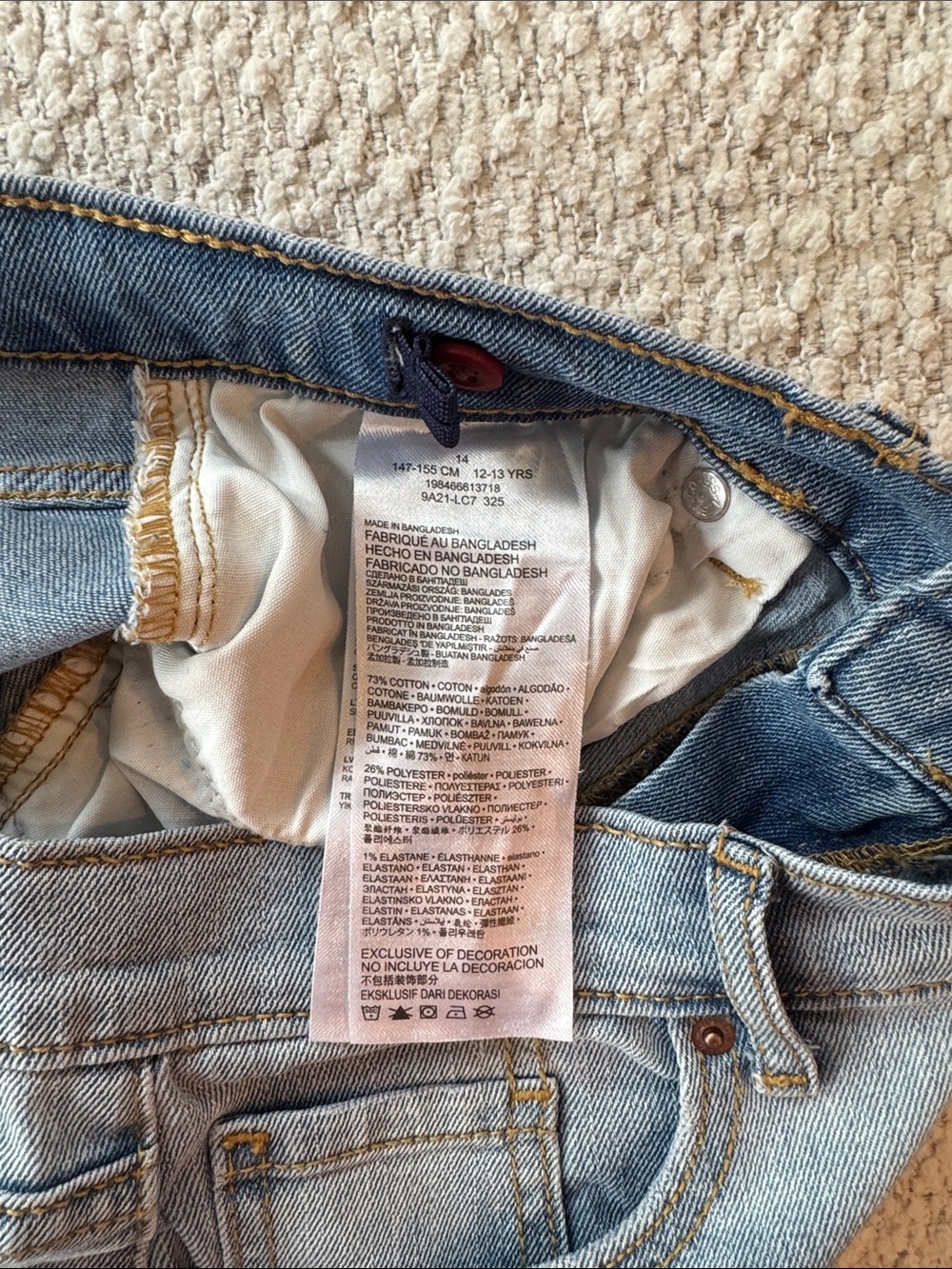 Levi Strauss Light Blue Wide-Leg Baggy Girl’s Jeans - Picture 6 of 7